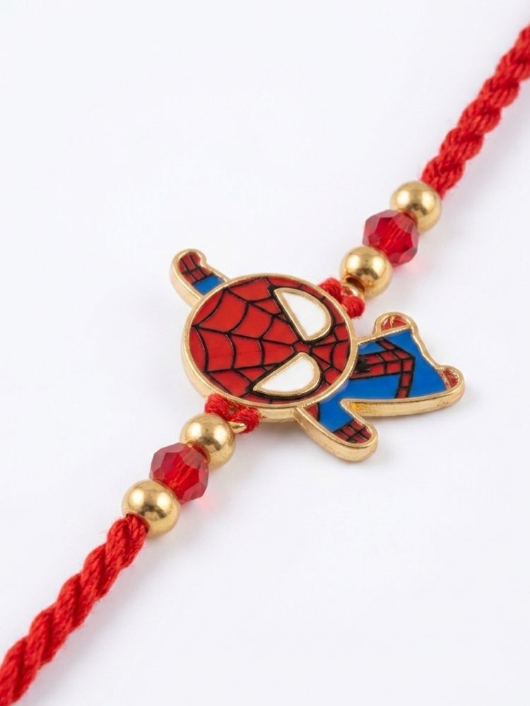 NVR Kids Spider Man Character Artificial Beads Thread Rakhi with Roli Chawal Chandan | Grocsy