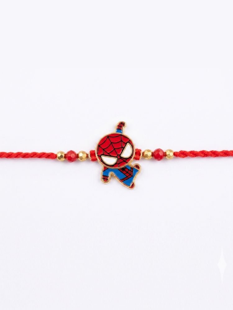NVR Kids Spider Man Character Artificial Beads Thread Rakhi with Roli Chawal Chandan | Grocsy