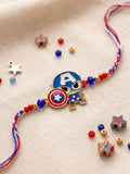 NVR Kids Avengers Character Artificial Beads Thread Rakhi with Roli Chawal Chandan Mishri | Grocsy