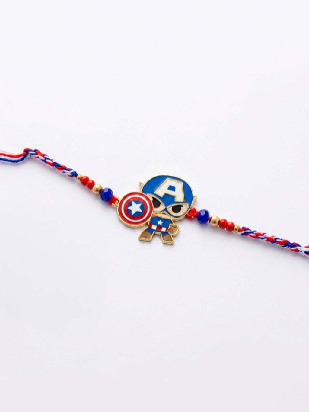 NVR Kids Avengers Character Artificial Beads Thread Rakhi with Roli Chawal Chandan Mishri | Grocsy