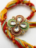 NVR Traditional Artificial Stones Thread Rakhi with Roli Chawal Chandan Mishri | Grocsy