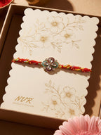 NVR Traditional Artificial Stones Thread Rakhi with Roli Chawal Chandan Mishri | Grocsy