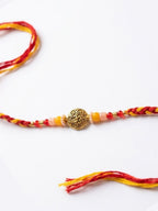 NVR Artificial Beads Decorative Om Design Religious Thread Rakhi with Roli Chawal Chandan | Grocsy