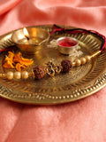 NVR Om Design Rudraksh Thread Rakhi with Roli Chawal Chandan Mishri | Grocsy