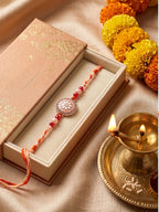 NVR Floral Design Multicolor Artificial Stones & Beads Thread Rakhi With Roli Chawal | Grocsy