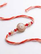 NVR Floral Design Multicolor Artificial Stones & Beads Thread Rakhi With Roli Chawal | Grocsy
