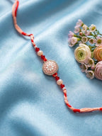 NVR Floral Design Multicolor Artificial Stones & Beads Thread Rakhi With Roli Chawal | Grocsy