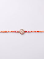 NVR Floral Design Multicolor Artificial Stones & Beads Thread Rakhi With Roli Chawal | Grocsy