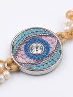 NVR Round Artificial Stones & Beads Brown Thread Rakhi With Roli Chawal Chandan Mishri | Grocsy