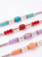 NVR Set of 4 Multicolor Artificial Beads Thread Rakhi with Roli Chawal Chandan Mishri | Grocsy