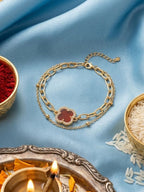 NVR Women Artrificial Stones Gold Plated Rakhi with Roli Chawal Chandan Mishri | Grocsy