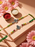 NVR Set of 2 Multicolor Religious Thread Rakhi with Roli Chawal Chandan Mishri | Grocsy