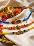 NVR Set of 3 Rudraksh Religious Rakhi Thread Rakhi Roli Chawal Chandan Mishri | Grocsy