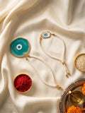NVR Set of 2 Evil Eye Design Bhaiya Bhabhi Wraparound Rakhi with Roli Chawal Chandan | Grocsy