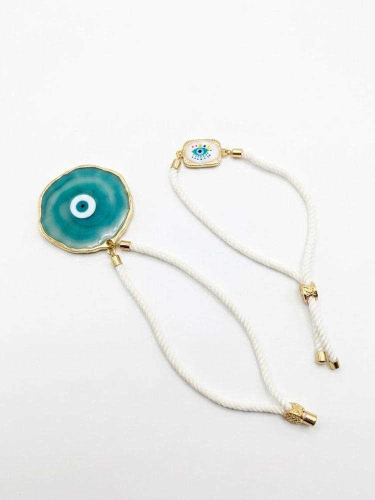 NVR Set of 2 Evil Eye Design Bhaiya Bhabhi Wraparound Rakhi with Roli Chawal Chandan | Grocsy