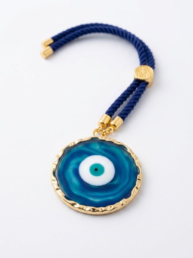 NVR Set of 2 Blue Evil Eye Design Bhaiya Bhabhi Wraparound Rakhi with Roli Chawal Chandan | Grocsy