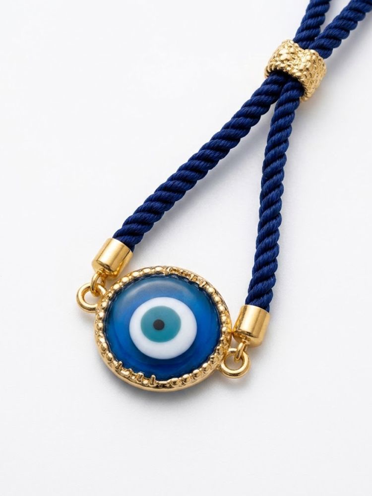 NVR Set of 2 Blue Evil Eye Design Bhaiya Bhabhi Wraparound Rakhi with Roli Chawal Chandan | Grocsy