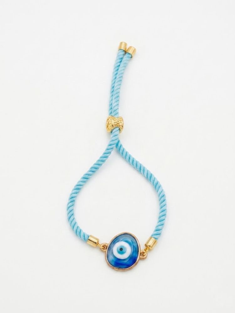 NVR Set of 2 Blue Evil Eye Bhaiya Bhabhi Wraparound Rakhi with Roli Chawal Chandan Mishri | Grocsy