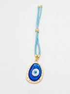 NVR Set of 2 Blue Evil Eye Bhaiya Bhabhi Wraparound Rakhi with Roli Chawal Chandan Mishri | Grocsy