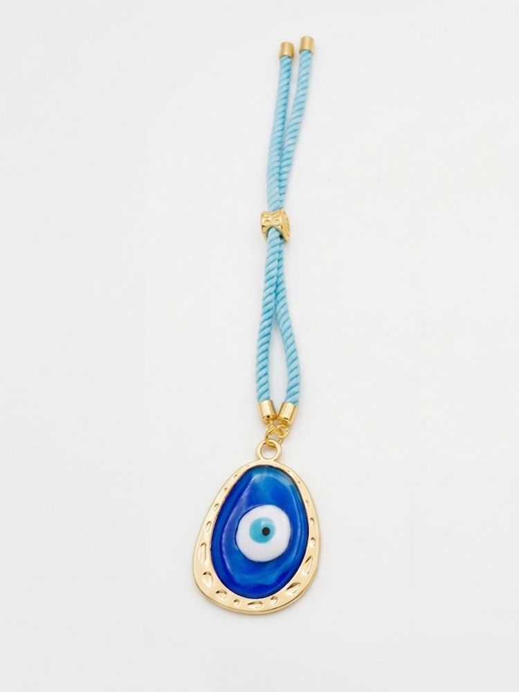NVR Set of 2 Blue Evil Eye Bhaiya Bhabhi Wraparound Rakhi with Roli Chawal Chandan Mishri | Grocsy