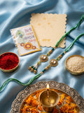 NVR Set of 2 AD Drawstring Bhaiya Bhabhi Rakhi With Roli Chawal Chandan Mishri | Grocsy