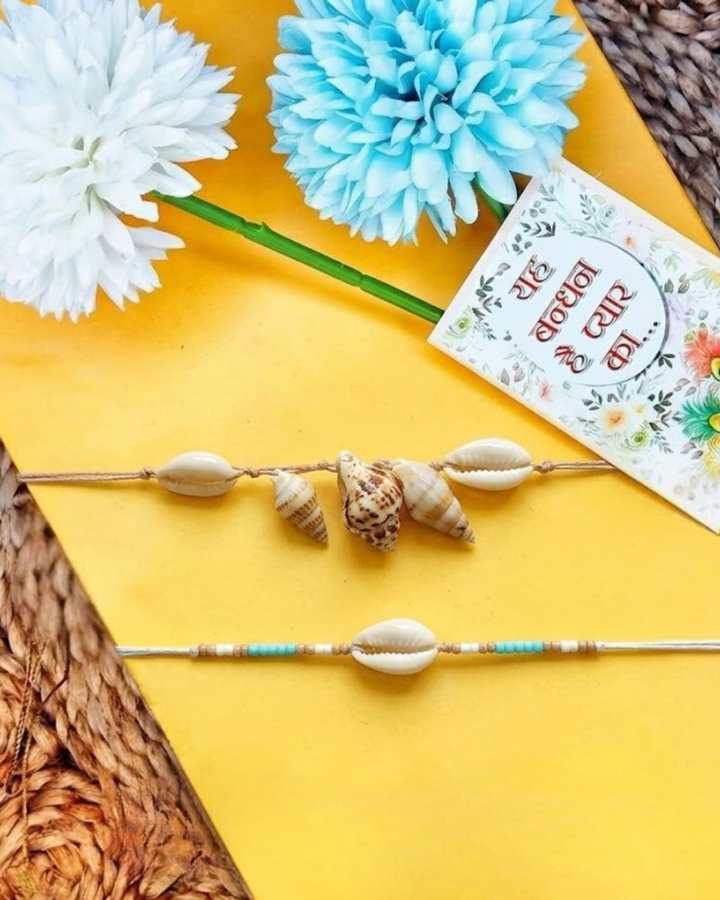 NVR Set of 2 Designer Thread Rakhi with Roli Chawal Chandan Mishri | Grocsy