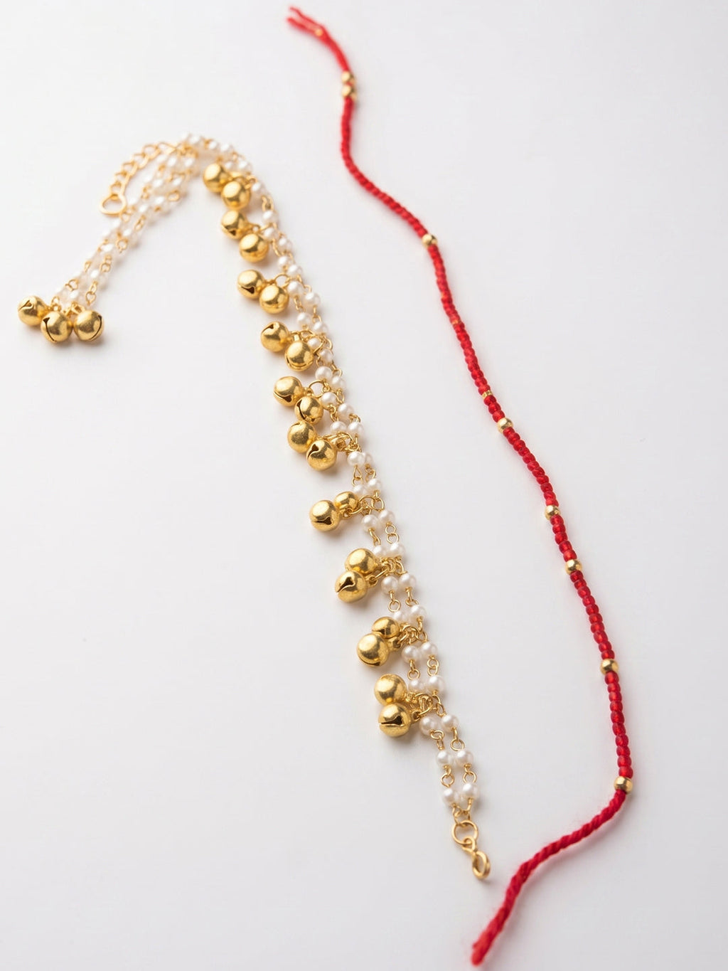 NVR Set of 2 Pearls Gold Toned Bhaiya Bhabhi Rakhi With Roli Chawal Chandan Mishri | Grocsy