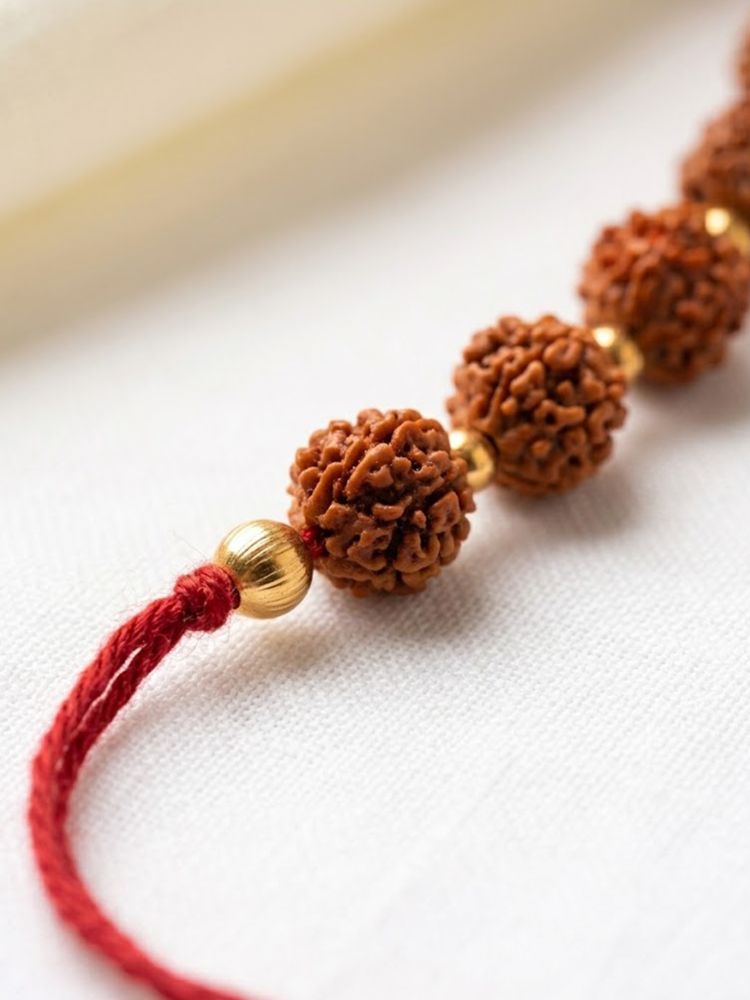 NVR Religious Rudraksh Thread Rakhi With Roli Chawal Chandan Mishri | Grocsy
