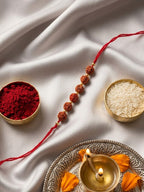 NVR Religious Rudraksh Thread Rakhi With Roli Chawal Chandan Mishri | Grocsy