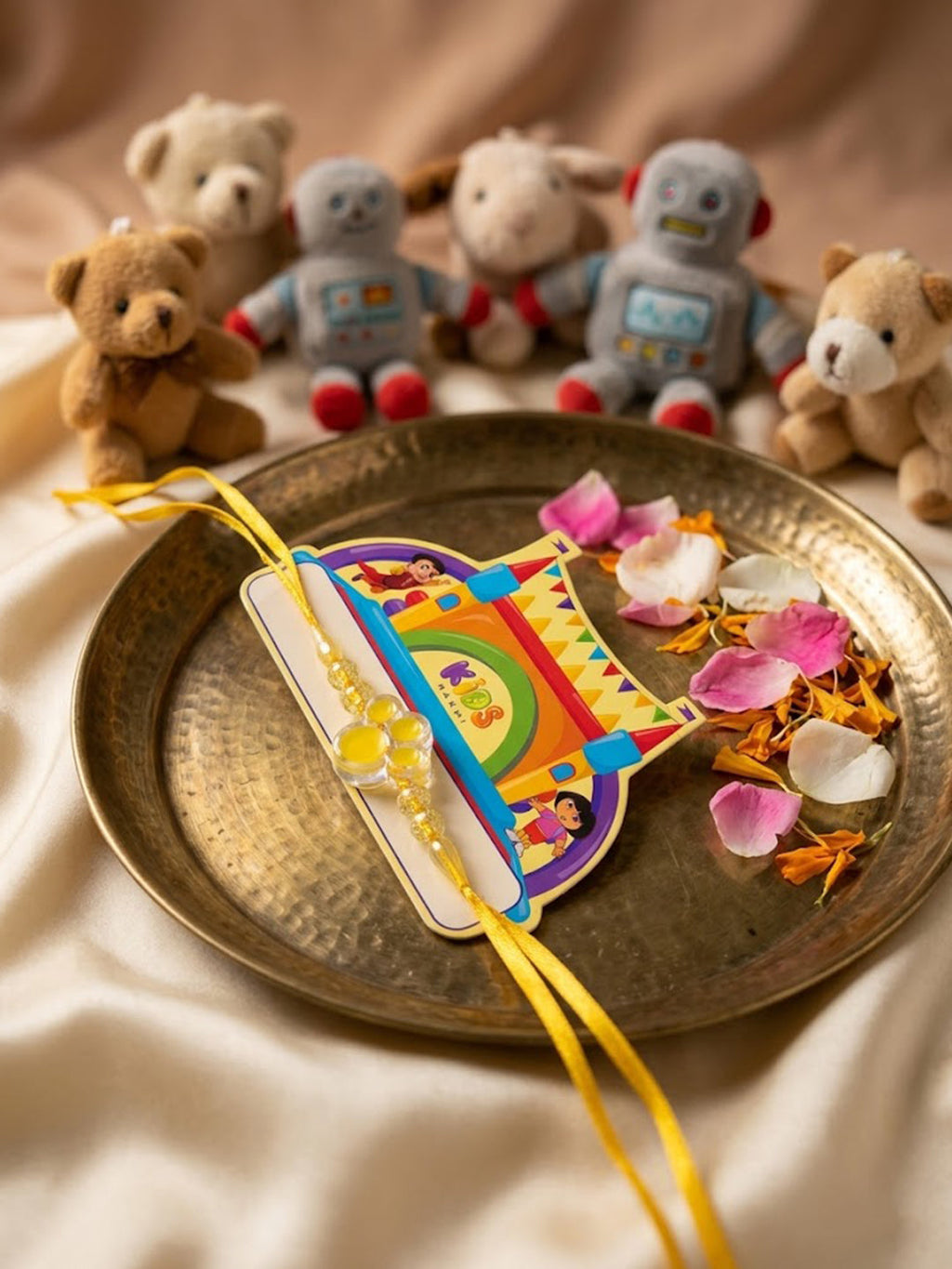 NVR Transparent Beads Kids Rakhi With Roli Chawal Chandan Mishri | Grocsy