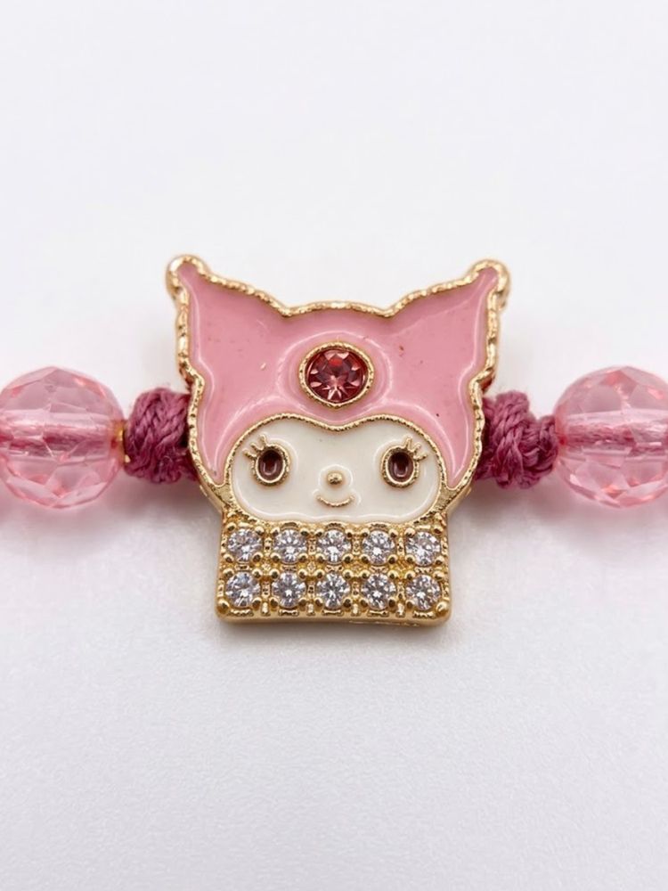 NVR Pink Transparent Beaded Cartoon Character Kids Rakhi with Roli Chawal Chandan Mishri | Grocsy