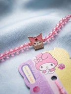 NVR Pink Transparent Beaded Cartoon Character Kids Rakhi with Roli Chawal Chandan Mishri | Grocsy