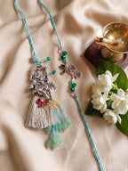 NVR Set of 2 Designer Religious Silver Toned Bhaiya Bhabhi Rakhi with Roli Chawal Chandan | Grocsy
