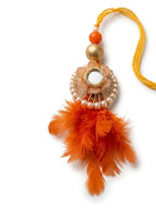 NVR Set of 4 Yellow Artificial Beads & White Pearls Bhaiya Bhabhi Rakhi With Roli Chawal | Grocsy