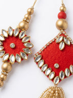NVR Set of 2 Kundan Studded & Artificial Stones Bhaiya Bhabhi Rakhi with Roli Chawal | Grocsy