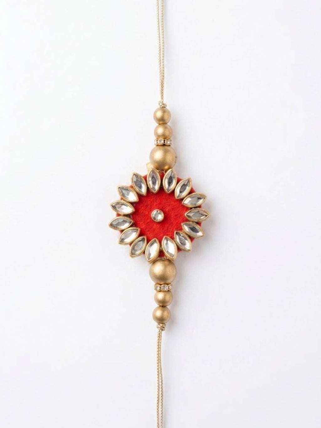NVR Set of 2 Kundan Studded & Artificial Stones Bhaiya Bhabhi Rakhi with Roli Chawal | Grocsy