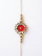 NVR Set of 2 Kundan Studded & Artificial Stones Bhaiya Bhabhi Rakhi with Roli Chawal | Grocsy