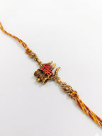 NVR Set of 3 Multicolor Mahadev Divine Thread Rakhi with Roli Chawal Chandan Mishri | Grocsy