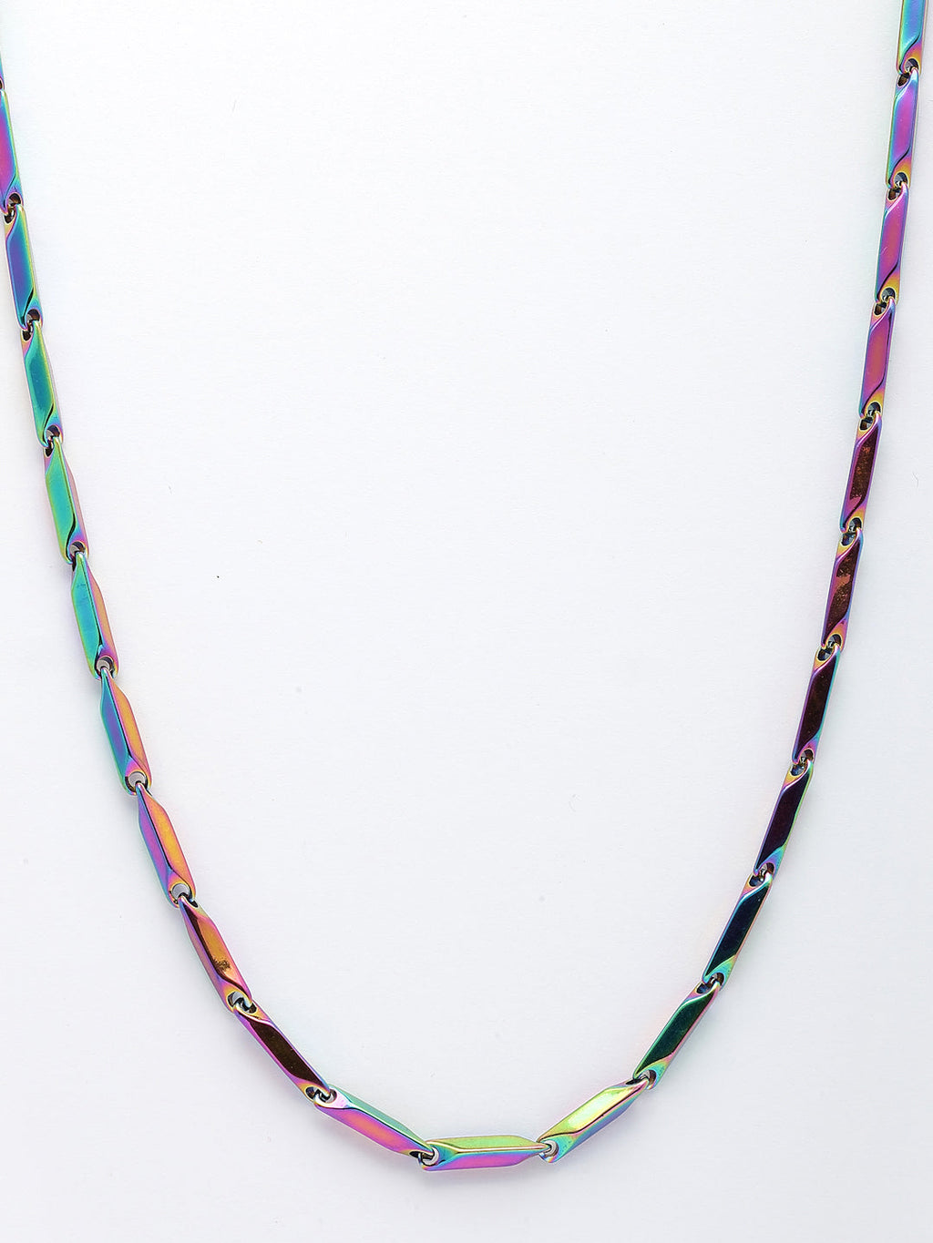NVR Men Multicolor Rhodium-Plated Stainless Steel Chain | Grocsy