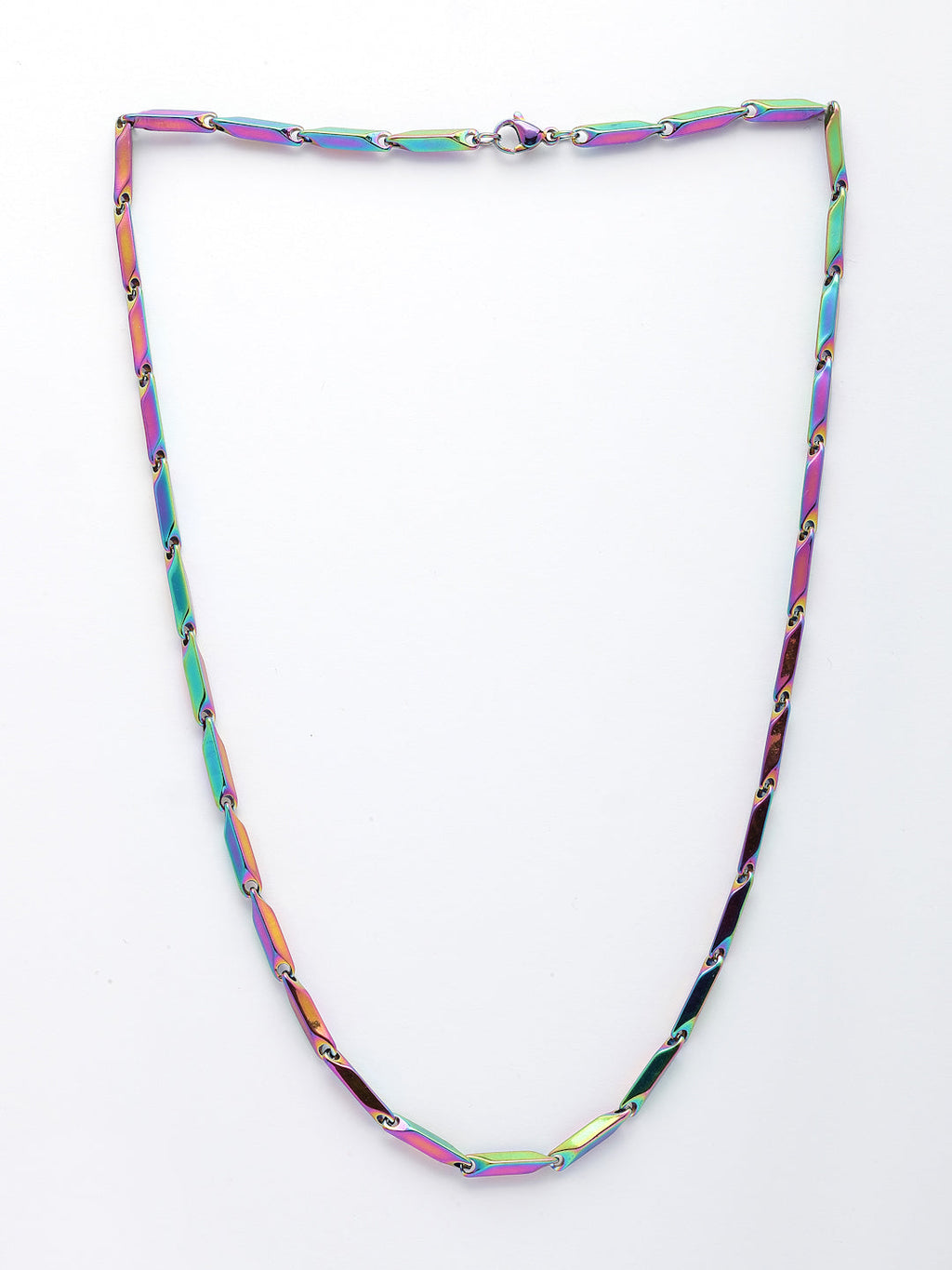 NVR Men Multicolor Rhodium-Plated Stainless Steel Chain | Grocsy