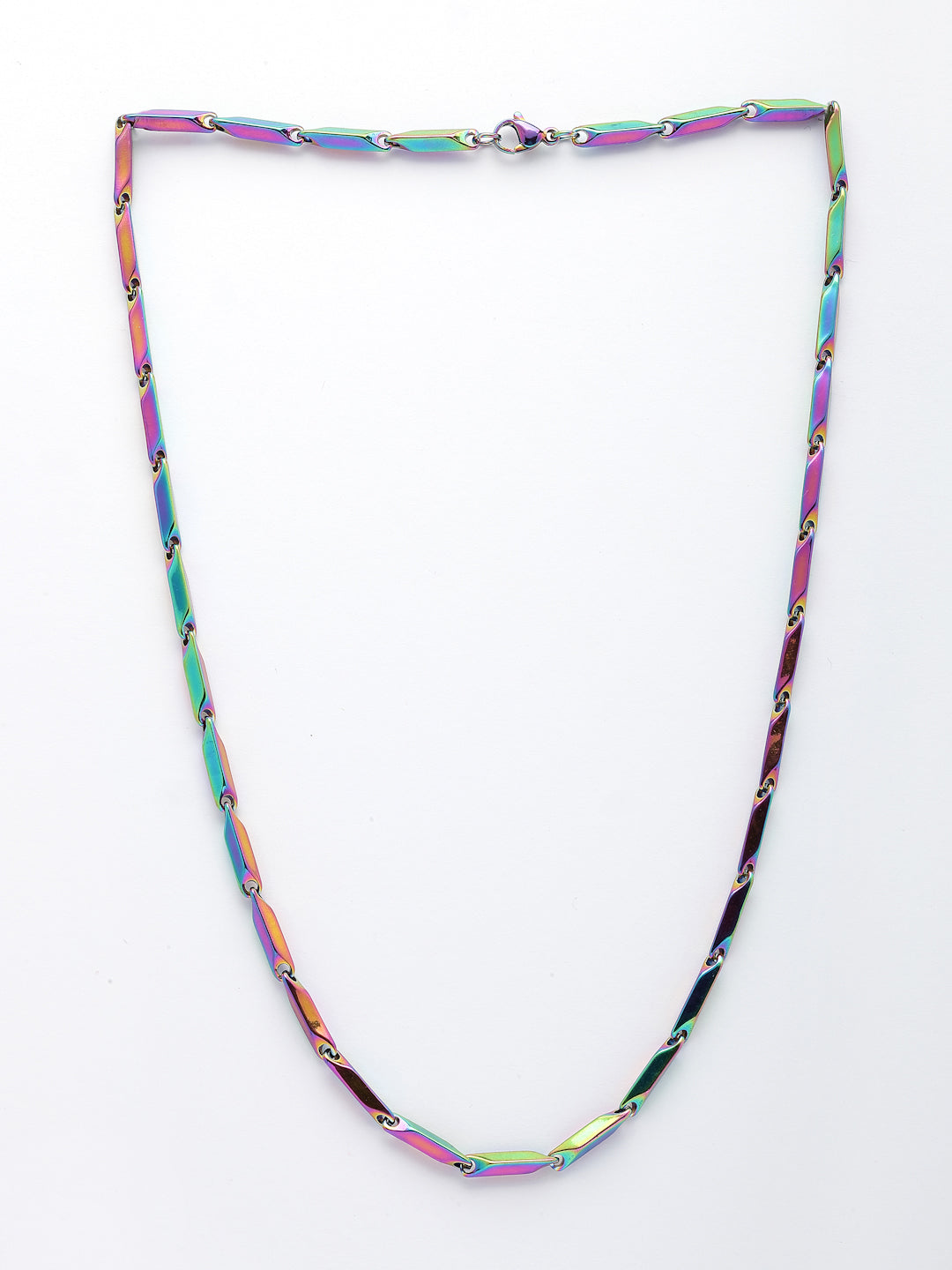 NVR Men Multicolor Rhodium-Plated Stainless Steel Chain | Grocsy