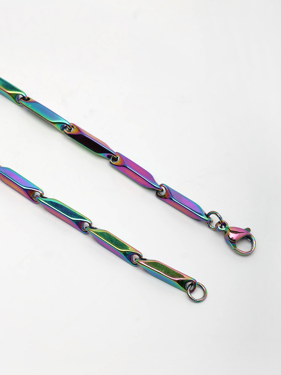 NVR Men Multicolor Rhodium-Plated Stainless Steel Chain | Grocsy
