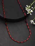NVR Men Maroon Rhodium-Plated Stainless Steel Chain | Grocsy