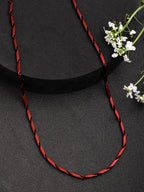 NVR Men Maroon Rhodium-Plated Stainless Steel Chain | Grocsy
