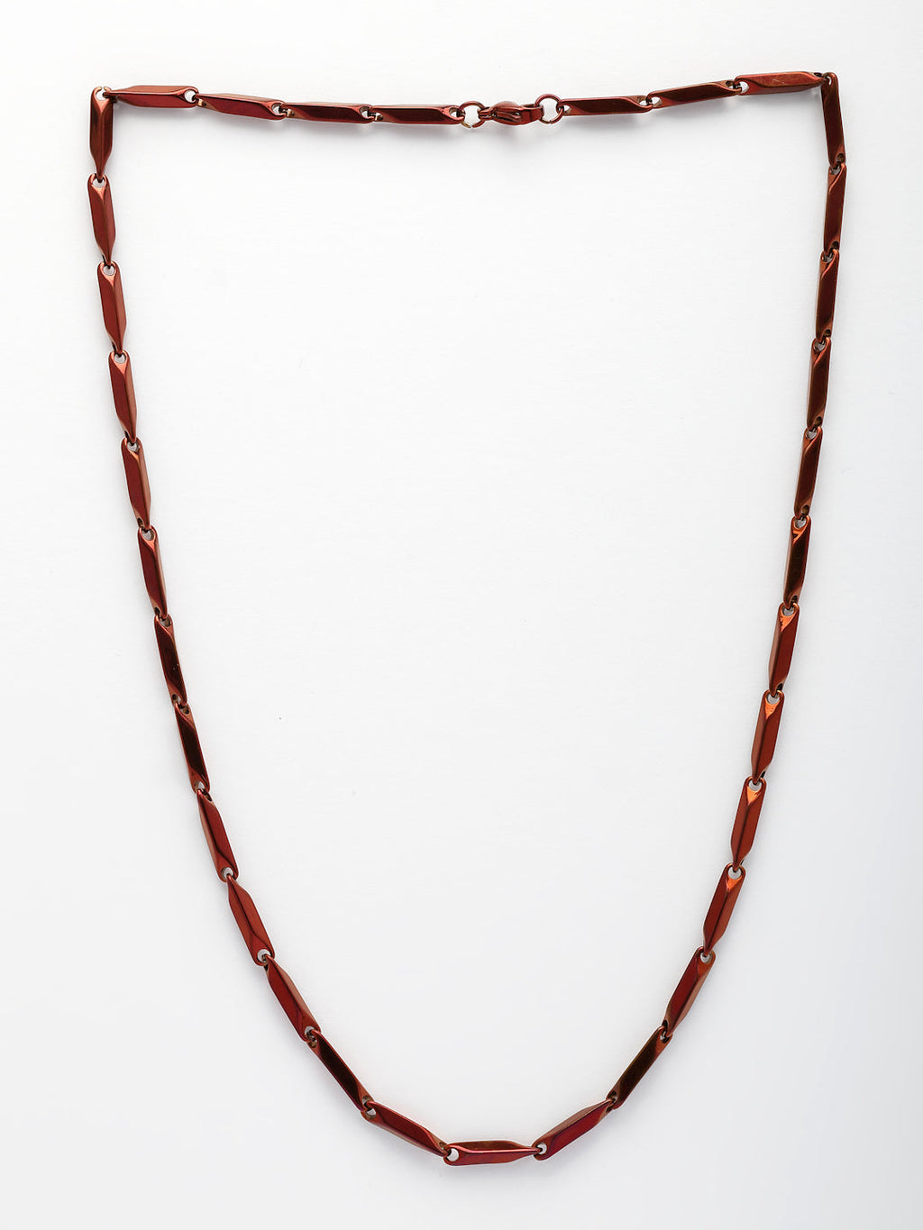 NVR Men Maroon Rhodium-Plated Stainless Steel Chain | Grocsy