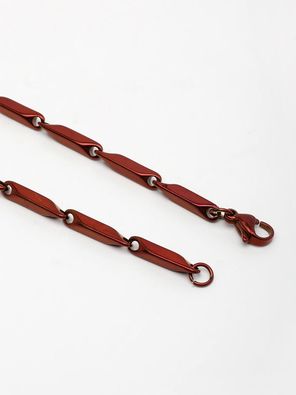 NVR Men Maroon Rhodium-Plated Stainless Steel Chain | Grocsy