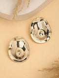 NVR Women's Gold-Polished Oval Shape Studs Earring