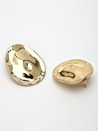 NVR Women's Gold-Polished Oval Shape Studs Earring
