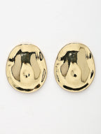 NVR Women's Gold-Polished Oval Shape Studs Earring