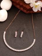 NVR Women's Rose Gold-Polished CZ-Studded Jewellery Set | Grocsy